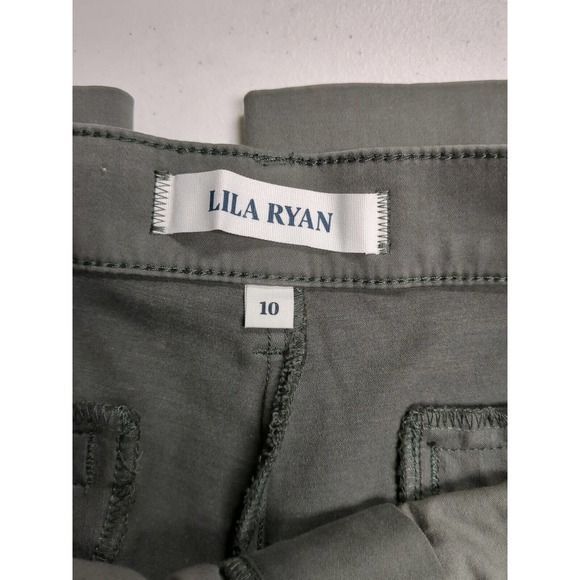 LILA RYAN Pant Women's Size 10 Color Green High-Rise Bootcut Cropped Twill Pants - Picture 2 of 3